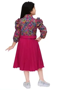 Stylish Pink Silk Blend Printed Frocks For Girl-thumb1