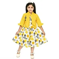 Stylish Yellow Silk Blend Printed Frocks With Jacket For Girl-thumb3