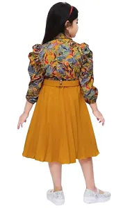 Stylish Yellow Silk Blend Printed Frocks For Girl-thumb1