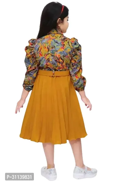 Stylish Yellow Silk Blend Printed Frocks For Girl-thumb2