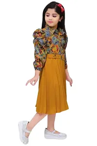 Stylish Yellow Silk Blend Printed Frocks For Girl-thumb2