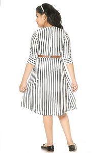 Black  White Striped Elegant Designed Girls Frock-thumb2
