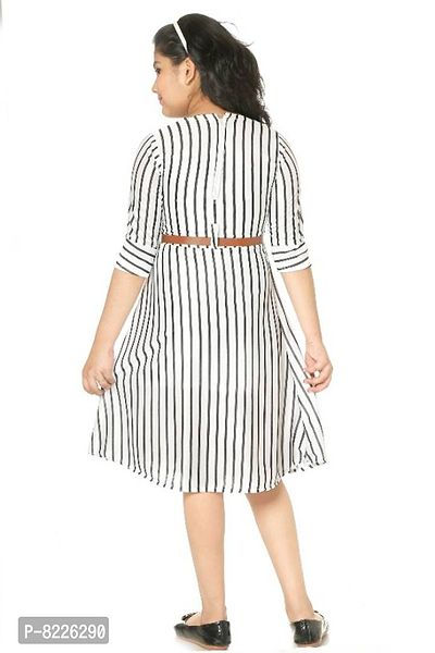 Black  White Striped Elegant Designed Girls Frock-thumb3