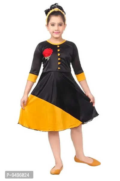 Black  Yellow Elegant Designed Girls Frock