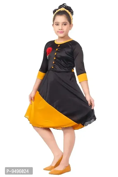 Black  Yellow Elegant Designed Girls Frock-thumb2