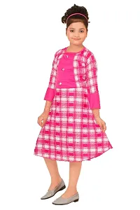 Pink Attractive Checked Printed Girls Frock-thumb1