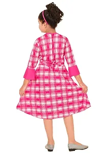 Pink Attractive Checked Printed Girls Frock-thumb2