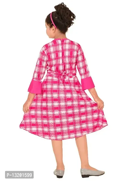 Pink Attractive Checked Printed Girls Frock-thumb3