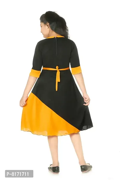 Girl Black And Yellow Cotton Blend Frocks  Dresses-thumb3