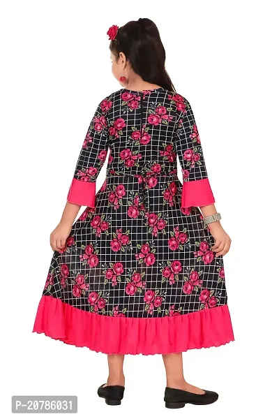 Stylish Multicoloured Cotton Blend Printed Fit And Flare Dress For Girl-thumb4