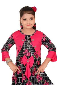 Stylish Multicoloured Cotton Blend Printed Fit And Flare Dress For Girl-thumb1