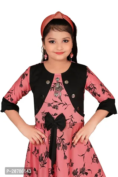 Stylish Multicoloured Cotton Blend Printed Fit And Flare Dress For Girl-thumb4