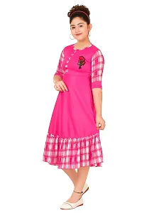 Fancy Pink Cotton Blend Frock For Girls-thumb1