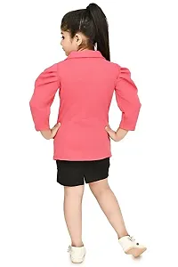 Classic Crepe Solid Dress for Kids Girls with Jacket-thumb2
