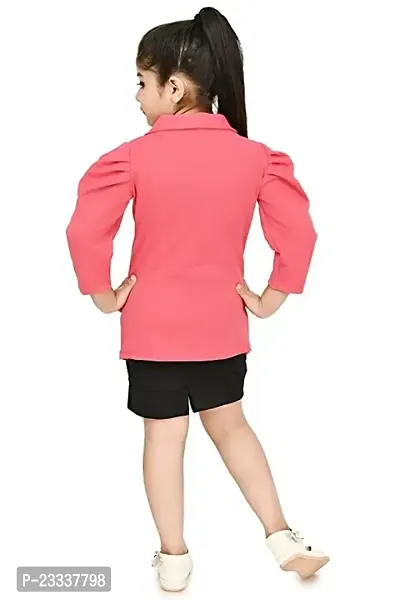 Classic Crepe Solid Dress for Kids Girls with Jacket-thumb3