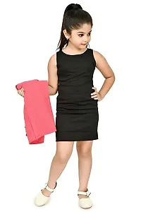 Classic Crepe Solid Dress for Kids Girls with Jacket-thumb3