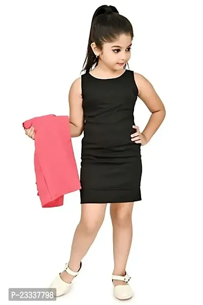 Classic Crepe Solid Dress for Kids Girls with Jacket-thumb4