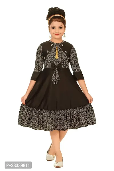Black Printed Frock for Girls