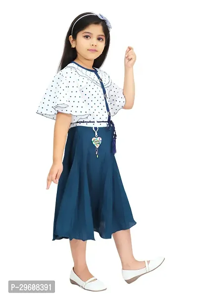 Stylish Blue Cotton Blend Printed Frocks For Girl-thumb3