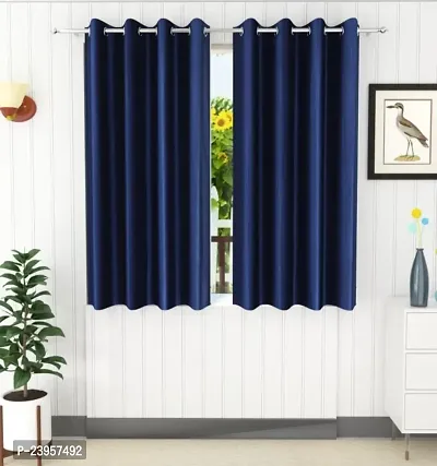 Stylish Blue Polyester Solid Window Curtains