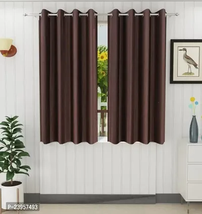 Stylish Brown Polyester Solid Window Curtains