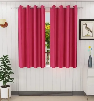 Stylish Pink Polyester Solid Window Curtains