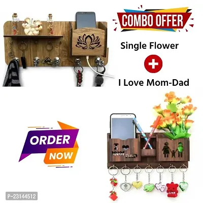 Navikom Designer Single Flower  Combo pack with Mom Dad Keyholder-thumb0