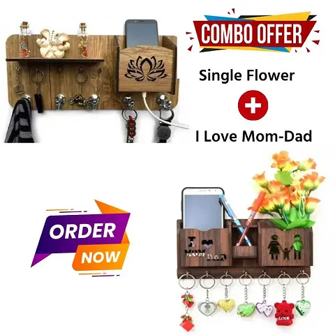 Navikom Designer Single Flower  Combo pack with Mom Dad Keyholder