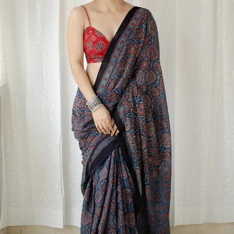 Designer Chanderi Silk Saree With Blouse Piece For Women