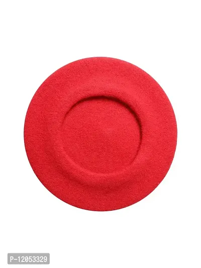 AXTITUDE Unisex Wool Blend French Artist Beret Cap (Red, Free Size)-thumb3