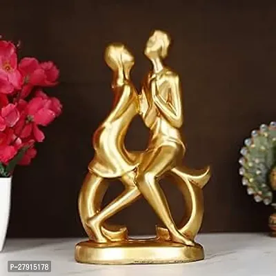 Goldiluxe Resin Golden Lovers Love Romantic Couple Statue Showpiece Figurine Polyresin for Girlfriend  Boyfriend  Husband  Wife  Anniversary  Home Decor  Gifting  Valentines Day Gifts