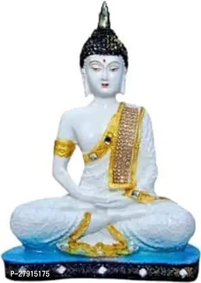 Goldiluxe Sitting Gautam Buddha Idol Decorative showpiece for HomeOfficeLiving Room White  Golden Pack of 1-thumb0