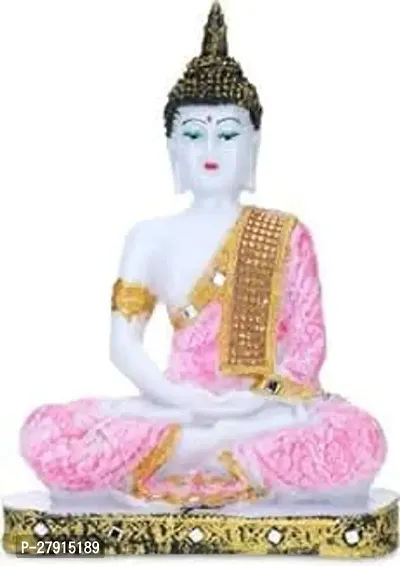 Goldiluxe Sitting Buddha Idol Decorative showpiece for HomeOfficeLiving Room Pink  White