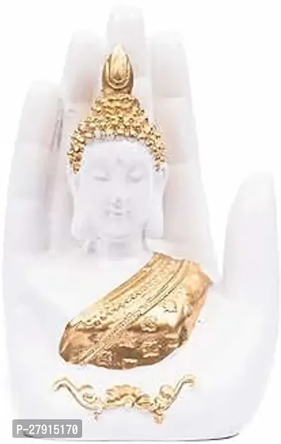 Goldiluxe Handcrafted Meditating Hand Palm Lord Buddha Idols Statue White  Golden Pack of 1