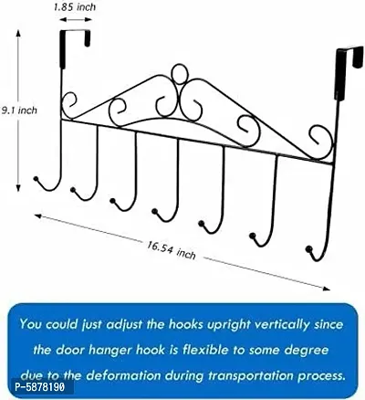 Multi - Functional Steel Over The Door Hook Hanger Organizer/Wall Hook Rack - Black (7 Hook)-thumb2