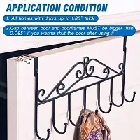 Multi - Functional Steel Over The Door Hook Hanger Organizer/Wall Hook Rack - Black (7 Hook)-thumb4