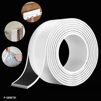 Double Tape Sided Silicon Tape Heavy Duty Multipurpose Removable Traceless Mounting Adhesive Tape For Walls Washable Reusable Strong Sticky Strips Double Side Tape Grip Tape-thumb0