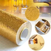 Golden Kitchen Oil-Proof Waterproof Aluminum Foil High Temperature Wall Stickers Stove Cabinet Film (Golden )-thumb2