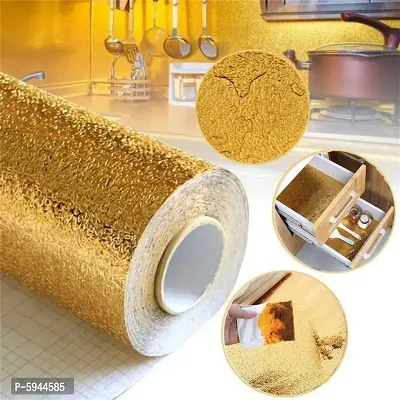 Golden Kitchen Oil-Proof Waterproof Aluminum Foil High Temperature Wall Stickers Stove Cabinet Film (Golden )-thumb3