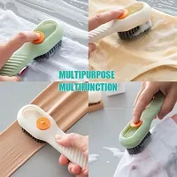 Multifunctional Scrubbing Brush, Press Cleaning Brush, Long Handle, Easy-Grip Soft Bristle Brush, Suitable for Clothes, Jeans, Shoes,Underwear, Bathroom,Kitchen,Etc (Green)-thumb3