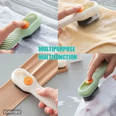 Multifunctional Scrubbing Brush, Press Cleaning Brush, Long Handle, Easy-Grip Soft Bristle Brush, Suitable for Clothes, Jeans, Shoes,Underwear, Bathroom,Kitchen,Etc (Green)-thumb4