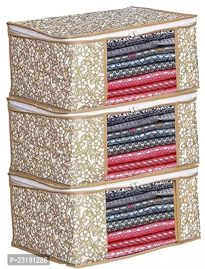 Stylish Beige Polyester Printed Organizers Pack Of 3-thumb0