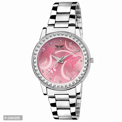 Pink Analog Watch With Metal Strap-thumb0