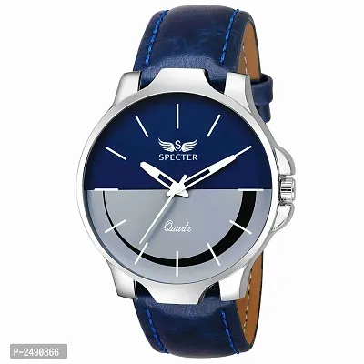 Blue Analog Watch With Synthetic Leather Strap-thumb0