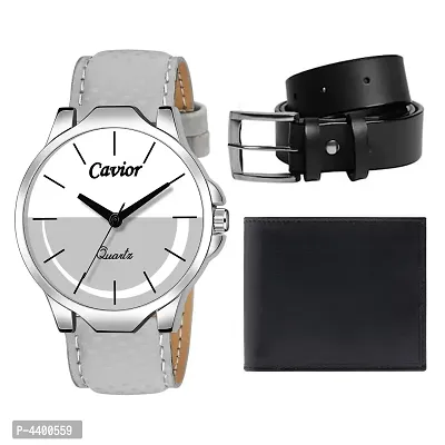 Stylish and Trendy Synthetic Starp Analog Watch with Belt  Wallet (Combo)-thumb0