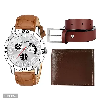 Stylish and Trendy Synthetic Starp Analog Watch with Belt  Wallet (Combo)