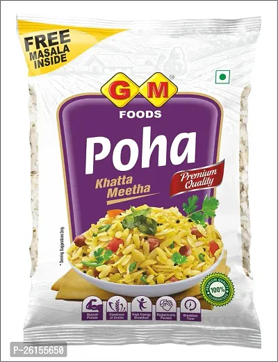 Gm Foods Khatta Meetha Poha (Pack Of 1) 500 Gram Each Packet With Masala Inside-thumb0