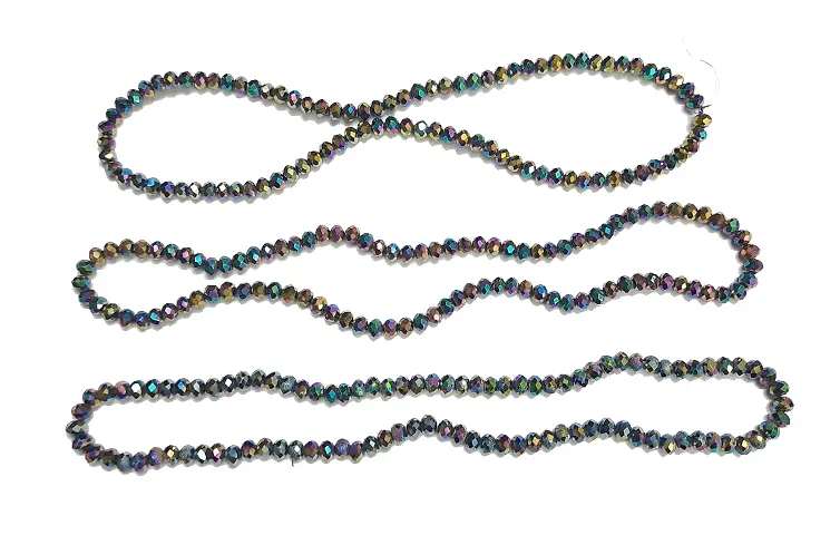 Beads & Crafts: Multicolor Round Crystal Beads 4mm for Jewellery Making (Pack of 5 Bead Lines / 145 Beads Each Line)
