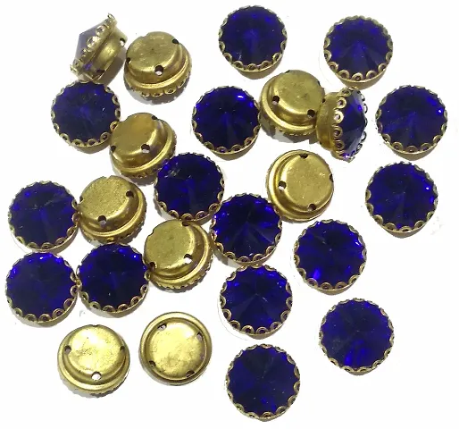 Beads Crafts: Round Clip Stones for Embroidery Work, Jewelry Making, Dress and DIY Craft 12mm (Royal Blue, 50)