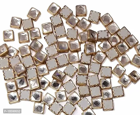 Beads  Crafts: Kundans Stones Square Shape 8mm for Embroidery, Craft and Jewelry Making (Pack of 100 GMS/Approx 215 Pieces)-thumb0